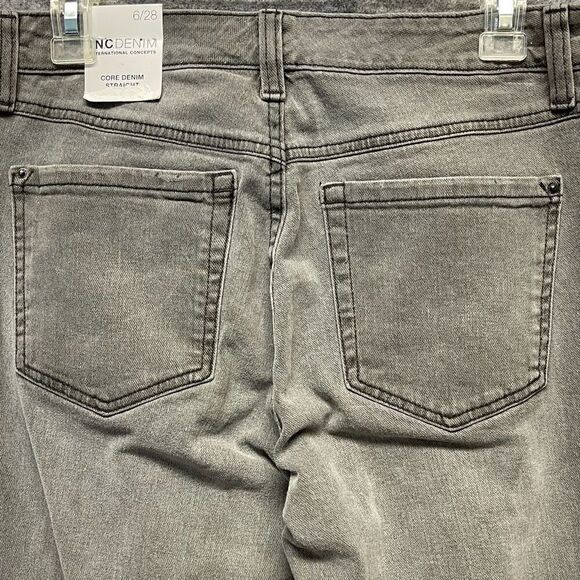 NWT INC International Concepts Denim Jeans Womens Gray Size 6/28 Ripped Straight - Picture 12 of 16